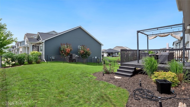 1208 NE 21st St, Grimes, IA 50111 - view of yard featuring a deck, a pergola, and a residential view
