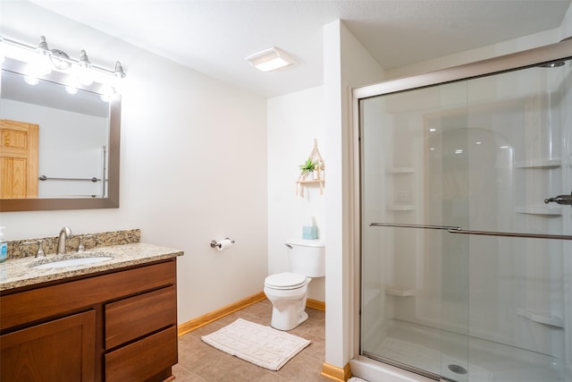 4785 Windsor Cir, Pleasant Hill, IA 50327 - bathroom with vanity, a stall shower, and tile patterned floors