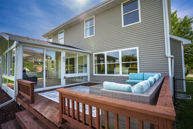 4785 Windsor Cir, Pleasant Hill, IA 50327 - deck with a sunroom and an outdoor living space