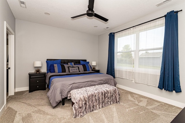 409 S St, Jewell, IA 50130 - bedroom featuring carpet flooring, a textured ceiling, and ceiling fan