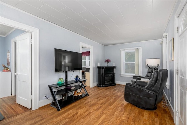 616 4th St, West Des Moines, IA 50265 - sitting room with crown molding and light wood-type flooring