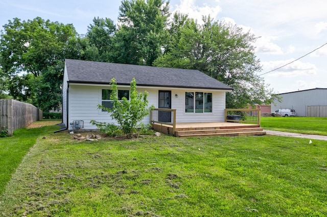 1437 E Pleasant View Dr, Des Moines, IA 50320 - view of front facade featuring a deck and a shingled roof