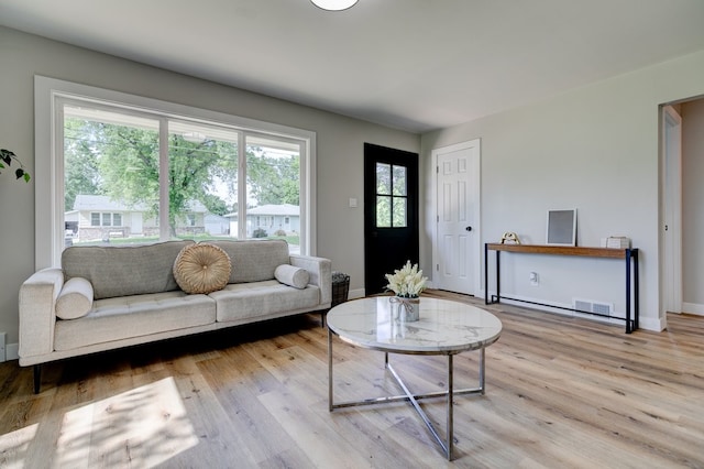 1437 E Pleasant View Dr, Des Moines, IA 50320 - living room featuring wood finished floors and baseboards