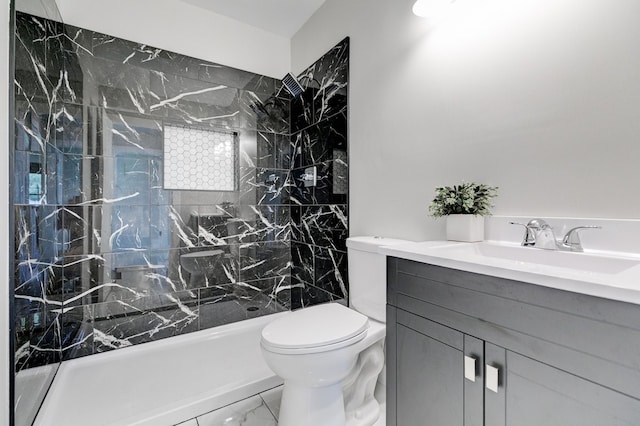 1437 E Pleasant View Dr, Des Moines, IA 50320 - full bath featuring marble look tiles, vanity, and a shower