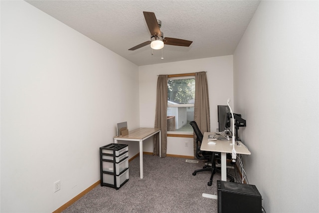 6217 Welker Ave, Des Moines, IA 50312 - office space with a ceiling fan, carpet floors, and a textured ceiling