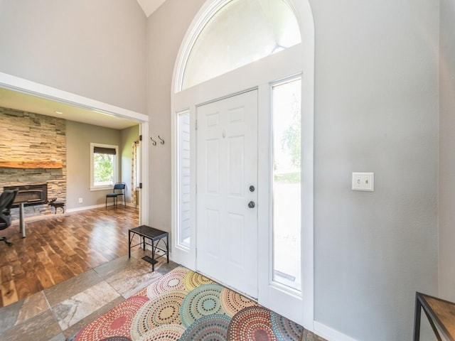 36508 Meadow Ln, Cumming, IA 50061 - foyer entrance featuring wood finished floors and a high ceiling