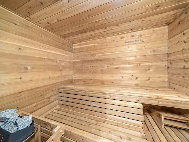 36508 Meadow Ln, Cumming, IA 50061 - sauna with wood ceiling and wooden walls