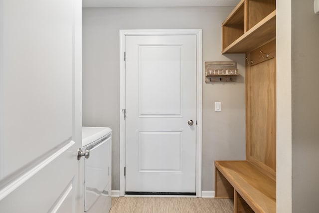 4315 E 48th St, Des Moines, IA 50317 - mudroom featuring separate washer and dryer and light wood-style floors