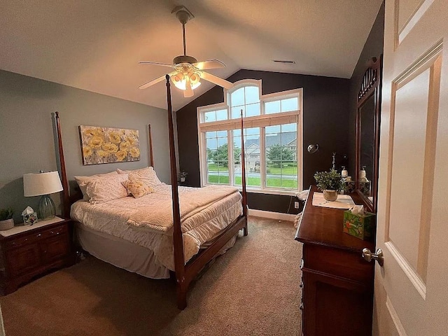2279 Pheasant Ridge Ln, Ames, IA 50010 - bedroom with carpet flooring, lofted ceiling, and a ceiling fan