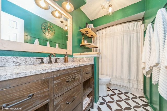500 NW Valley View Dr, Grimes, IA 50111 - bathroom featuring tile patterned floors, vanity, and curtained shower