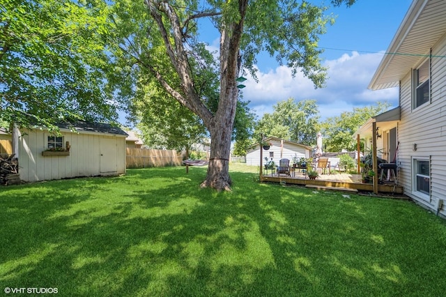 500 NW Valley View Dr, Grimes, IA 50111 - view of yard with a wooden deck and a storage shed
