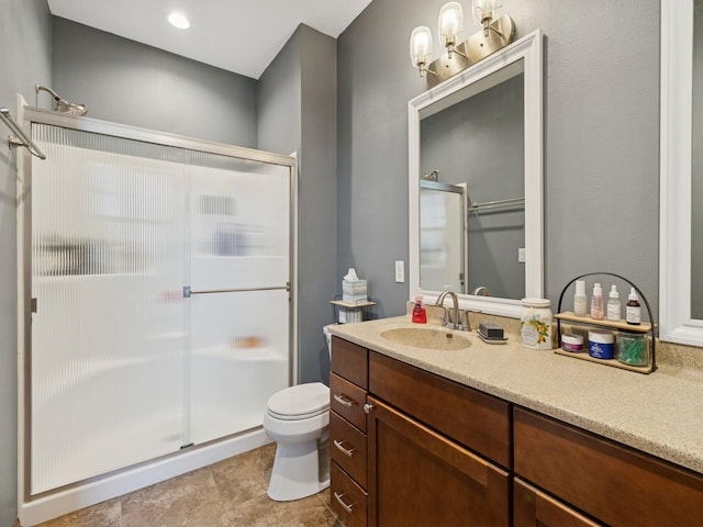 2458 SE 108th St, Runnells, IA 50237 - full bath featuring a stall shower, vanity, and tile patterned flooring