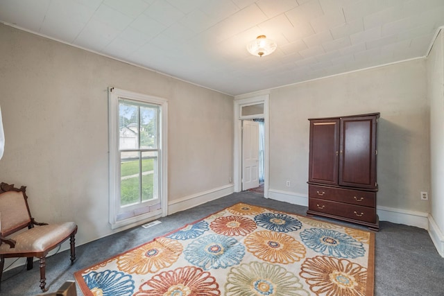 311 E 4th St, Riverside, IA 52327 - unfurnished bedroom featuring dark carpet and crown molding