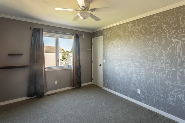 4624 Tamara Ln, West Des Moines, IA 50265 - carpeted spare room with ceiling fan and crown molding