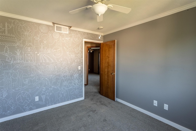 4624 Tamara Ln, West Des Moines, IA 50265 - spare room with carpet floors, crown molding, and ceiling fan