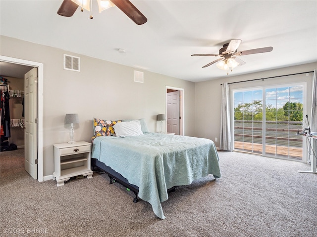 623 N Main St, Stuart, IA 50250 - carpeted bedroom featuring access to outside, a spacious closet, and ceiling fan