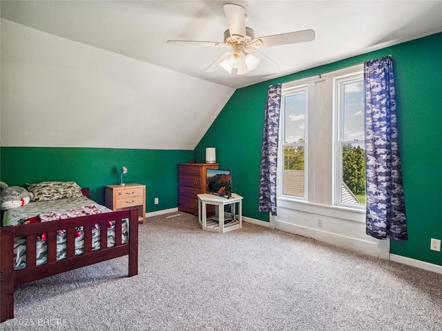 623 N Main St, Stuart, IA 50250 - bedroom with carpet flooring, lofted ceiling, and ceiling fan