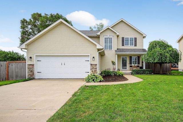4808 Dewey Pl, Johnston, IA 50131 - traditional home featuring driveway, a garage, covered porch, and stone siding