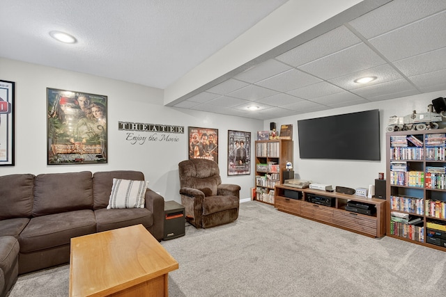 4808 Dewey Pl, Johnston, IA 50131 - carpeted living area featuring recessed lighting and a paneled ceiling