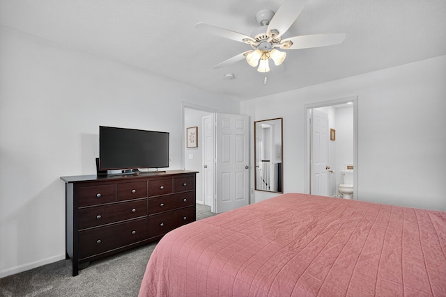 4808 Dewey Pl, Johnston, IA 50131 - carpeted bedroom with connected bathroom and a ceiling fan