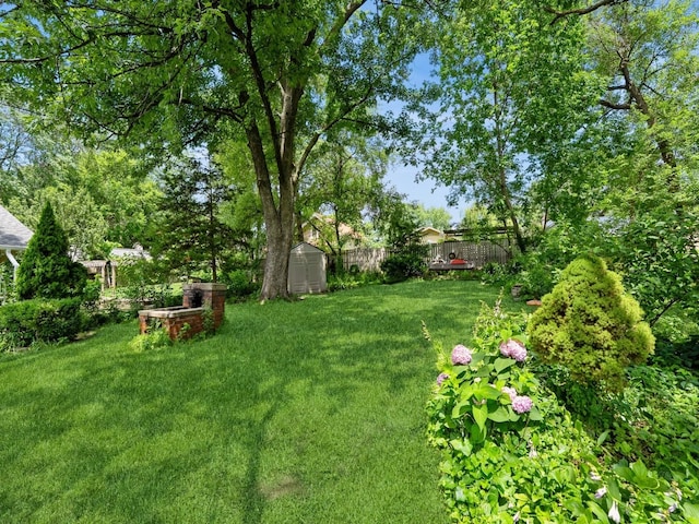 1655 NW Dr, Des Moines, IA 50310 - view of green lawn with a storage shed and a wooden deck