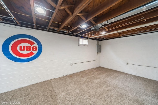 3411 61st St, Des Moines, IA 50322 - below grade area featuring carpet and electric panel