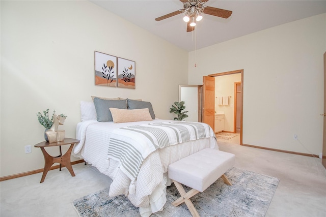 5925 Ep True Pkwy Unit 36, West Des Moines, IA 50266 - bedroom with light carpet, ensuite bathroom, and a ceiling fan