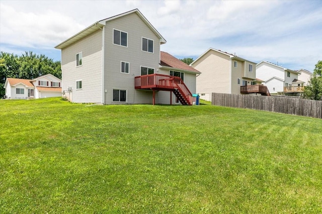 6825 Star View St, Des Moines, IA 50320 - rear view of property with stairway and a wooden deck