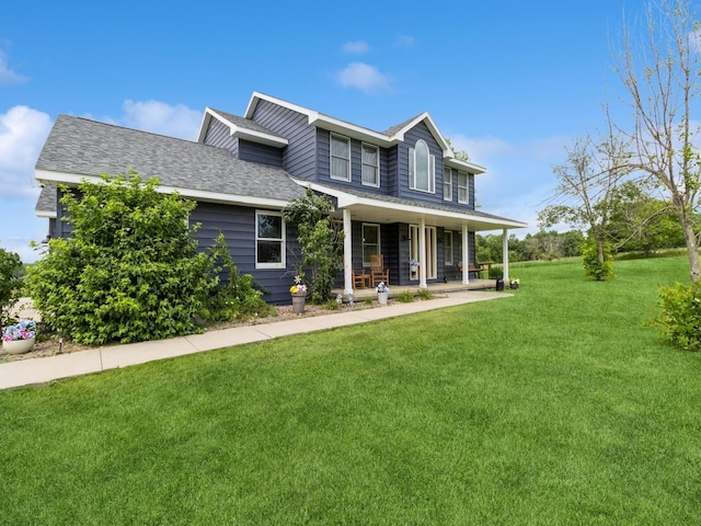 4791 Erbe St, Norwalk, IA 50211 - view of front of property with covered porch, a front yard, and a shingled roof