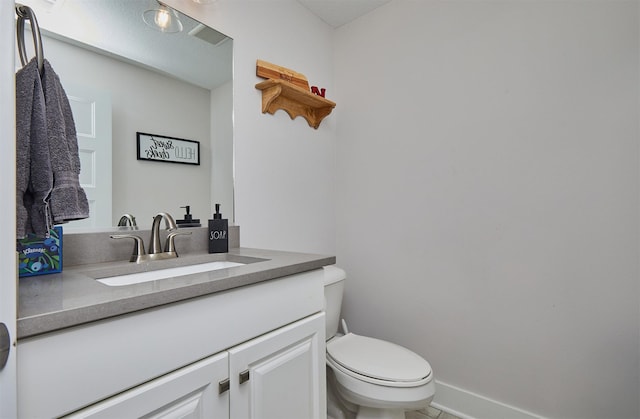 685 Indian Ridge Dr, Waukee, IA 50263 - half bathroom with vanity and tile patterned floors