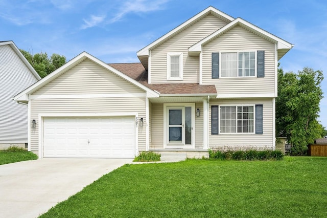 681 63rd St, West Des Moines, IA 50266 - traditional home featuring concrete driveway, a front yard, an attached garage, and roof with shingles