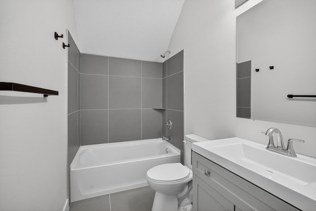 1124 13th St, Des Moines, IA 50314 - full bathroom featuring bathing tub / shower combination, vanity, and tile patterned flooring