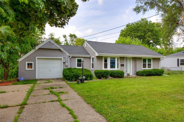 4207 Madison Ave, Des Moines, IA 50310 - ranch-style home with driveway, a front lawn, a garage, and a shingled roof