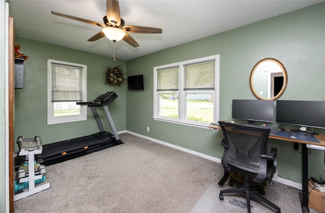 4207 Madison Ave, Des Moines, IA 50310 - carpeted office space with ceiling fan and healthy amount of natural light