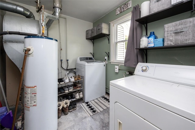 4207 Madison Ave, Des Moines, IA 50310 - laundry area with water heater and washing machine and dryer