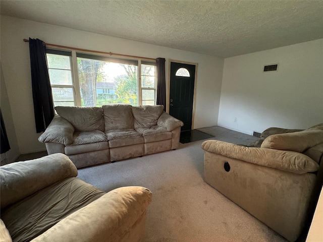3419 E 37th St, Des Moines, IA 50317 - living room with a textured ceiling and carpet flooring