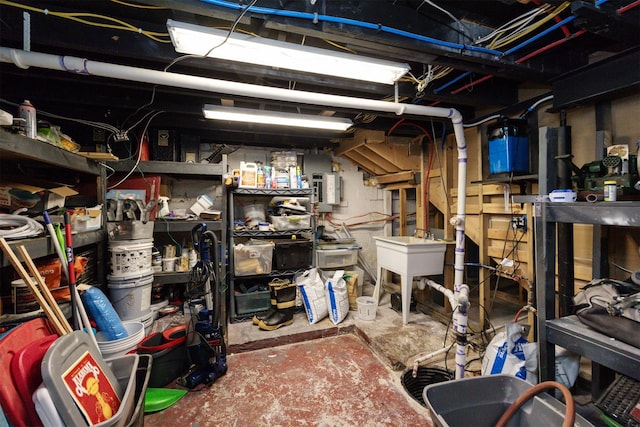 524 1st St, West Des Moines, IA 50265 - unfinished below grade area featuring a sink and electric panel