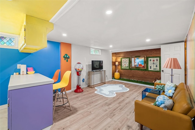 1416 Clinton Ave, Des Moines, IA 50313 - living area with light wood-type flooring and recessed lighting