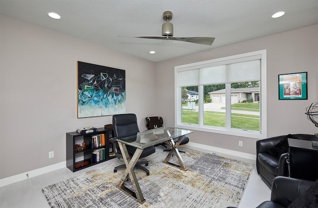 605 S Tiburon Cv, West Des Moines, IA 50266 - office featuring a ceiling fan and recessed lighting