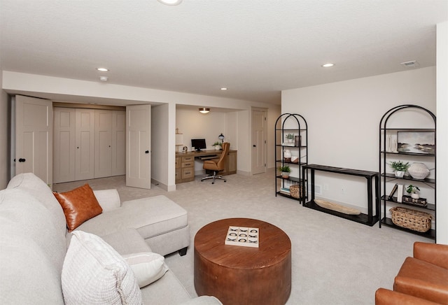 519 16th Avenue Ct SE, Altoona, IA 50009 - living area with a desk, light colored carpet, and recessed lighting