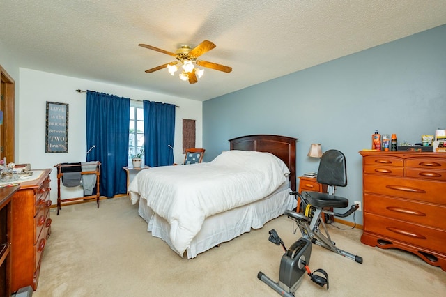 9102 NW Windsor Dr, Johnston, IA 50131 - bedroom with light colored carpet, a ceiling fan, and a textured ceiling