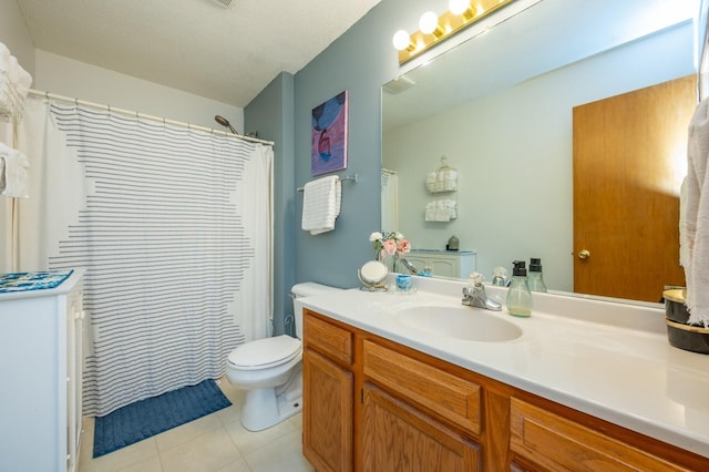 9102 NW Windsor Dr, Johnston, IA 50131 - bathroom featuring tile patterned flooring, vanity, and a shower with curtain