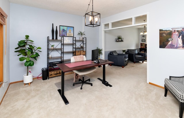 5526 Kensington Cir, Johnston, IA 50131 - office space featuring carpet floors and a chandelier