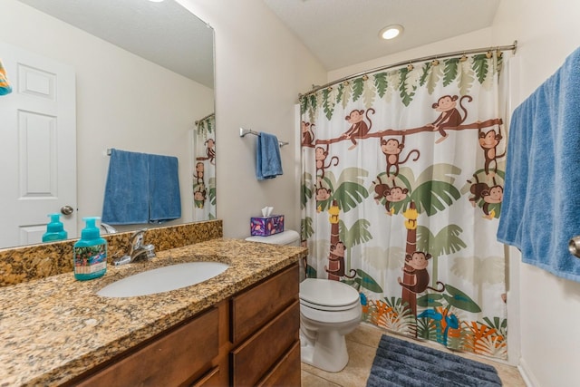 1870 SE Oxford Dr, Waukee, IA 50263 - bathroom featuring vanity, tile patterned floors, and curtained shower