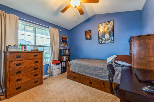 1870 SE Oxford Dr, Waukee, IA 50263 - carpeted bedroom featuring lofted ceiling and a ceiling fan