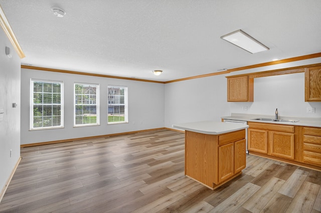 8302 Westown Pkwy Unit 7106, West Des Moines, IA 50266 - kitchen with crown molding, light wood-style floors, light countertops, and healthy amount of natural light