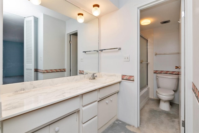 3663 Grand Ave Unit 501, Des Moines, IA 50312 - full bath featuring vanity, bath / shower combo with glass door, and concrete flooring