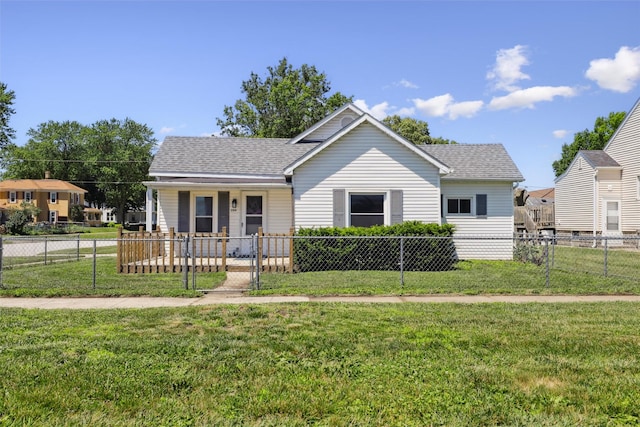 204 N Gaines St, Stuart, IA 50250 - view of front of property with a fenced front yard, a porch, and roof with shingles
