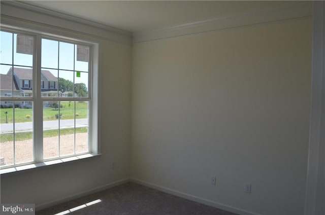 empty room with plenty of natural light and dark carpet