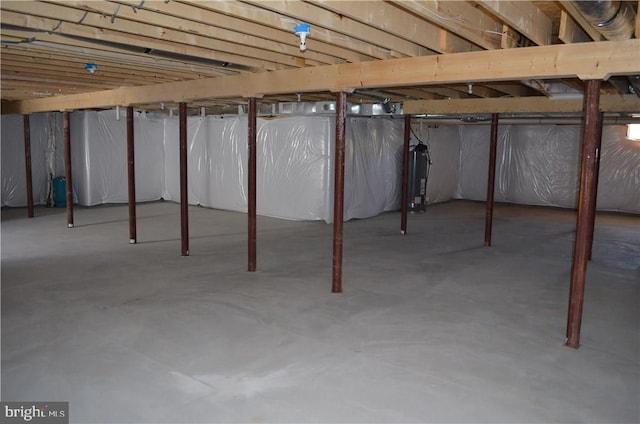 basement with water heater